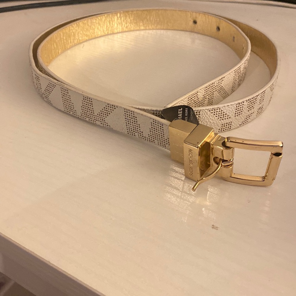 Mk belt white/gold